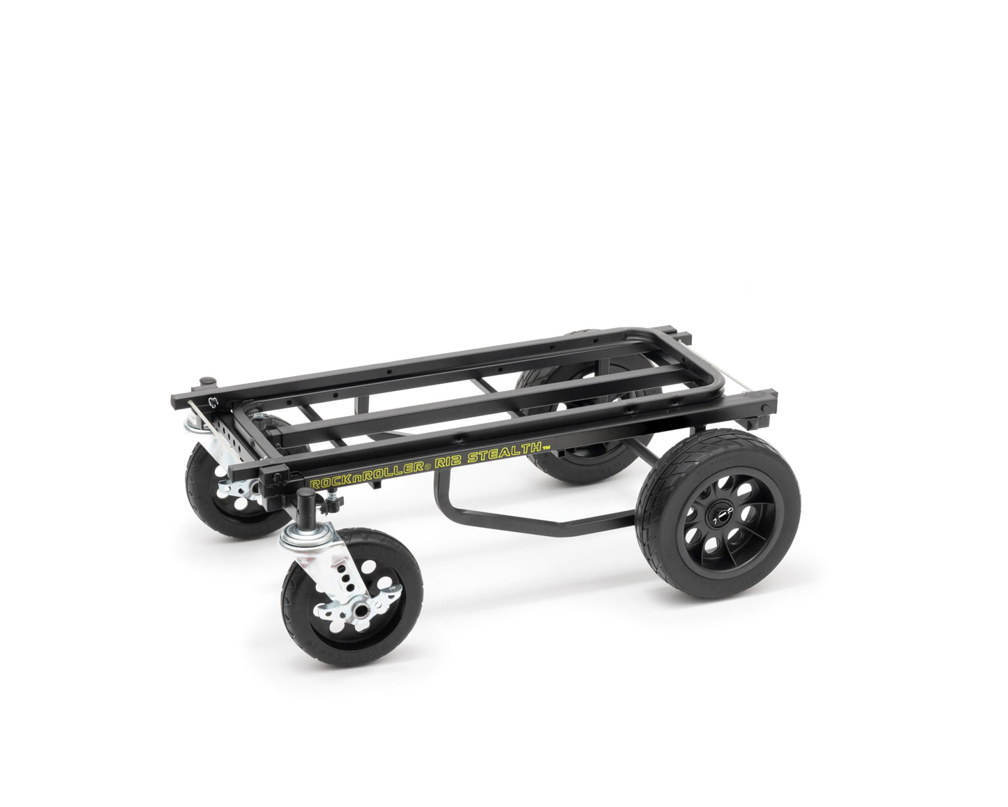 Rock-N-Roller R12STEALTH (All Terrain Stealth) 8-in-1 Folding Multi-Cart/Hand Truck/Dolly/Platform Cart/34" to 52" Telescoping Frame/500 lbs. Load Capacity, Black