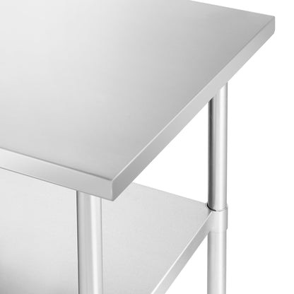 KUTLER Stainless Steel Table 24 x 36 Inches, NSF Heavy Duty Commercial Kitchen Prep and Work Table with Undershelf for Restaurant, Hotel, Home