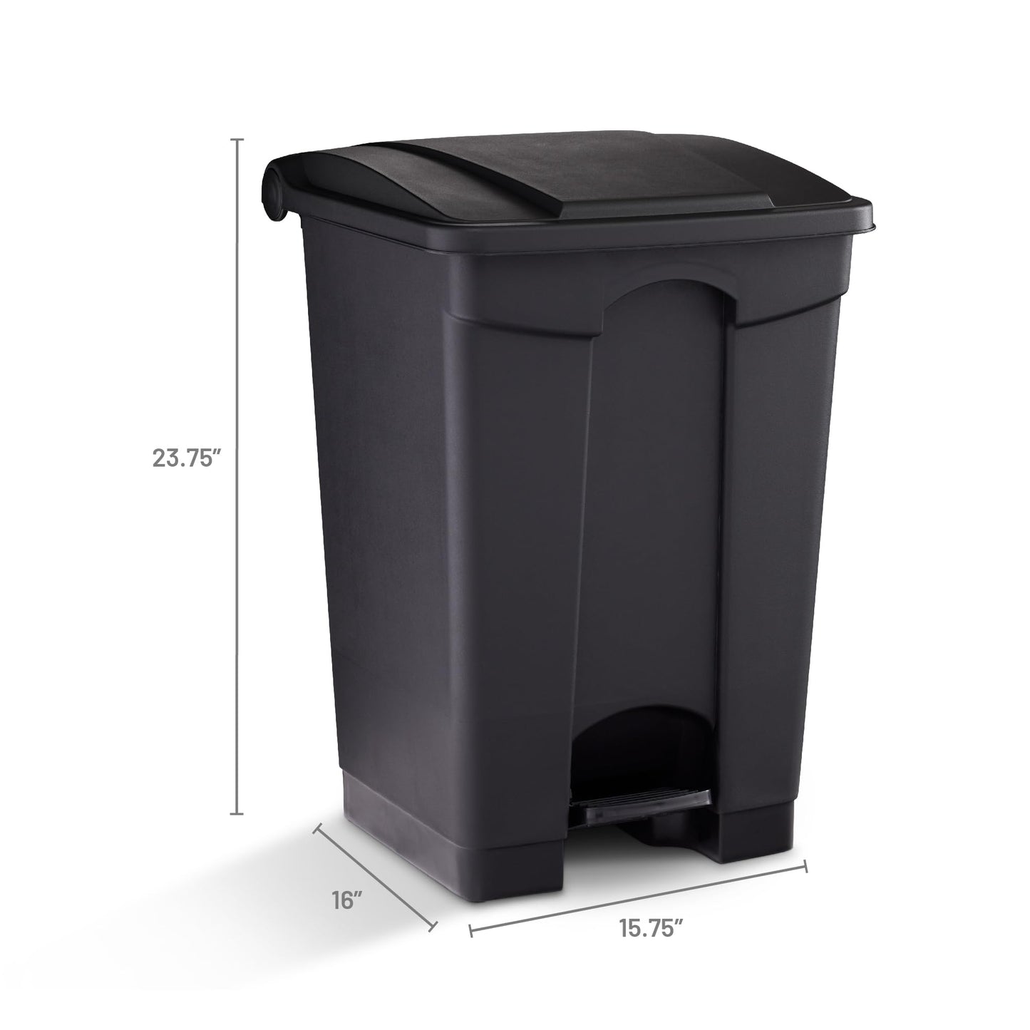 Safco Plastic Step-On Trash Can for Hands-Free Disposal, Great for Home and Commercial Use, 12 Gallon, Black (9925BL)
