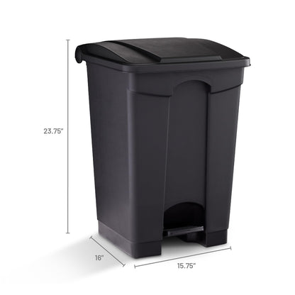 Safco Plastic Step-On Trash Can for Hands-Free Disposal, Great for Home and Commercial Use, 12 Gallon, Black (9925BL)