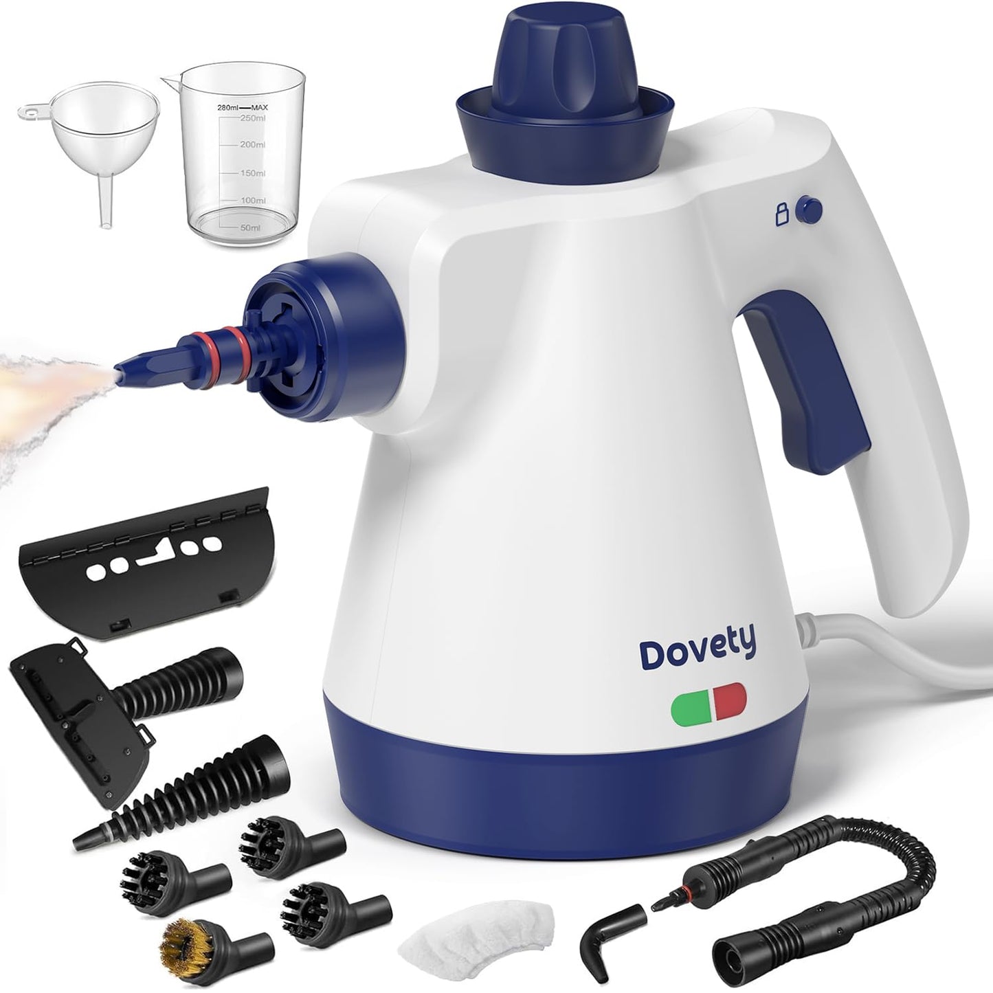 Steam Cleaner, Pressurized Handheld Steam Cleaner for Home with 12pcs Accessories & Safety Lock, Multi-Surface & Powerful Home Use Steamer for Cleaning, Car, Bathroom, Shower, Window, Grime, Grease