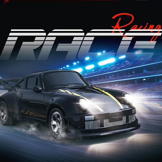 1/64 Scale 2.4G High Speed Drift RC Car Remote Control Drift 4WD Mini Lights System Desktop Drift Car for Adults (Red)