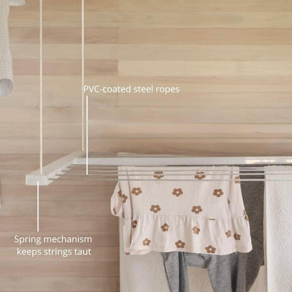 Höllsen Ceiling Mounted Pulley Drying Rack – Aluminum Clothesline for Indoor or Outdoor Use – Space-Saving Solution for Modern Laundry Rooms (47.3" x 23.6")