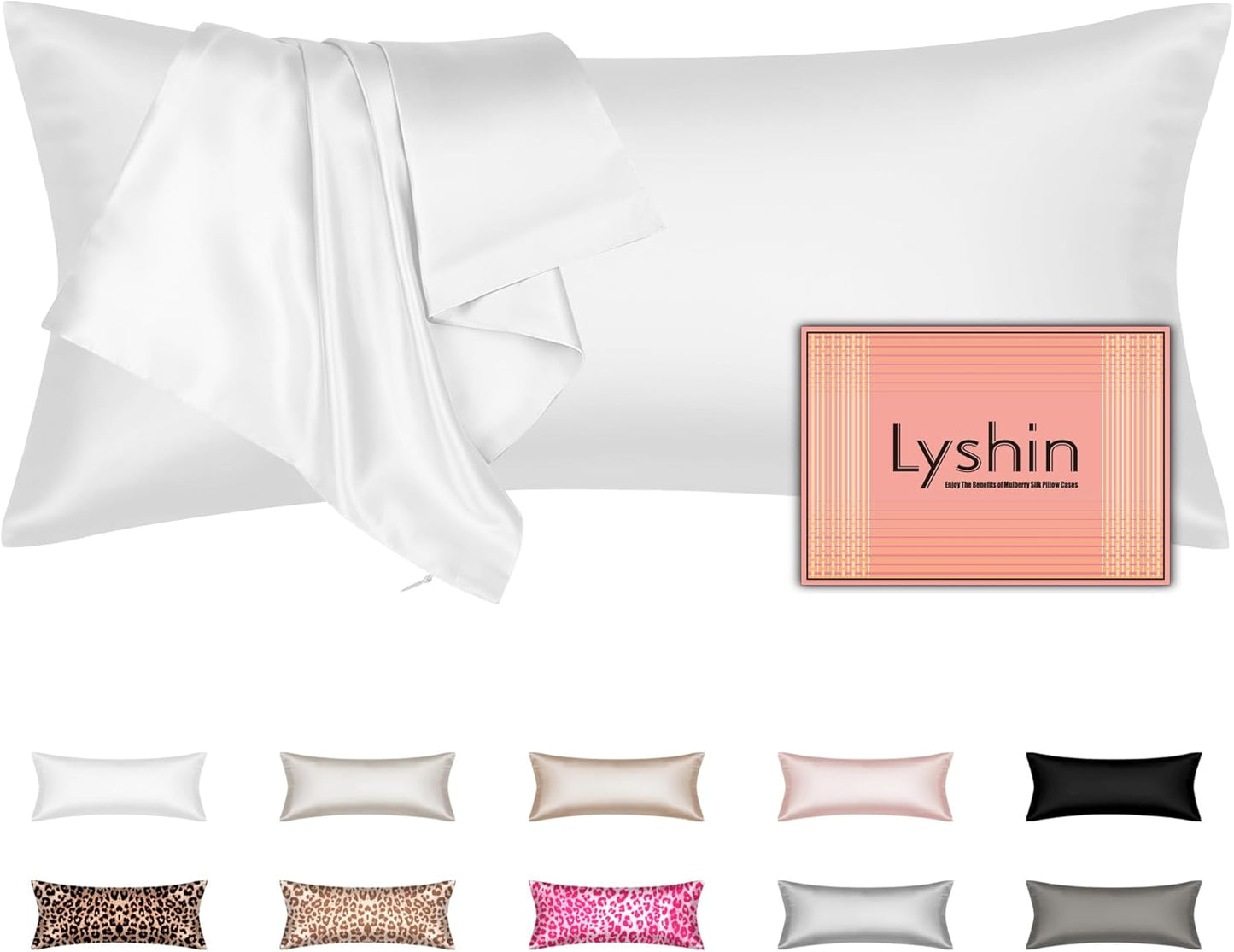 Skiennix Silk Body Pillow Cover - Ultra Smooth & Breathable Cooling Satin | Pure White (20x54 Inches)
