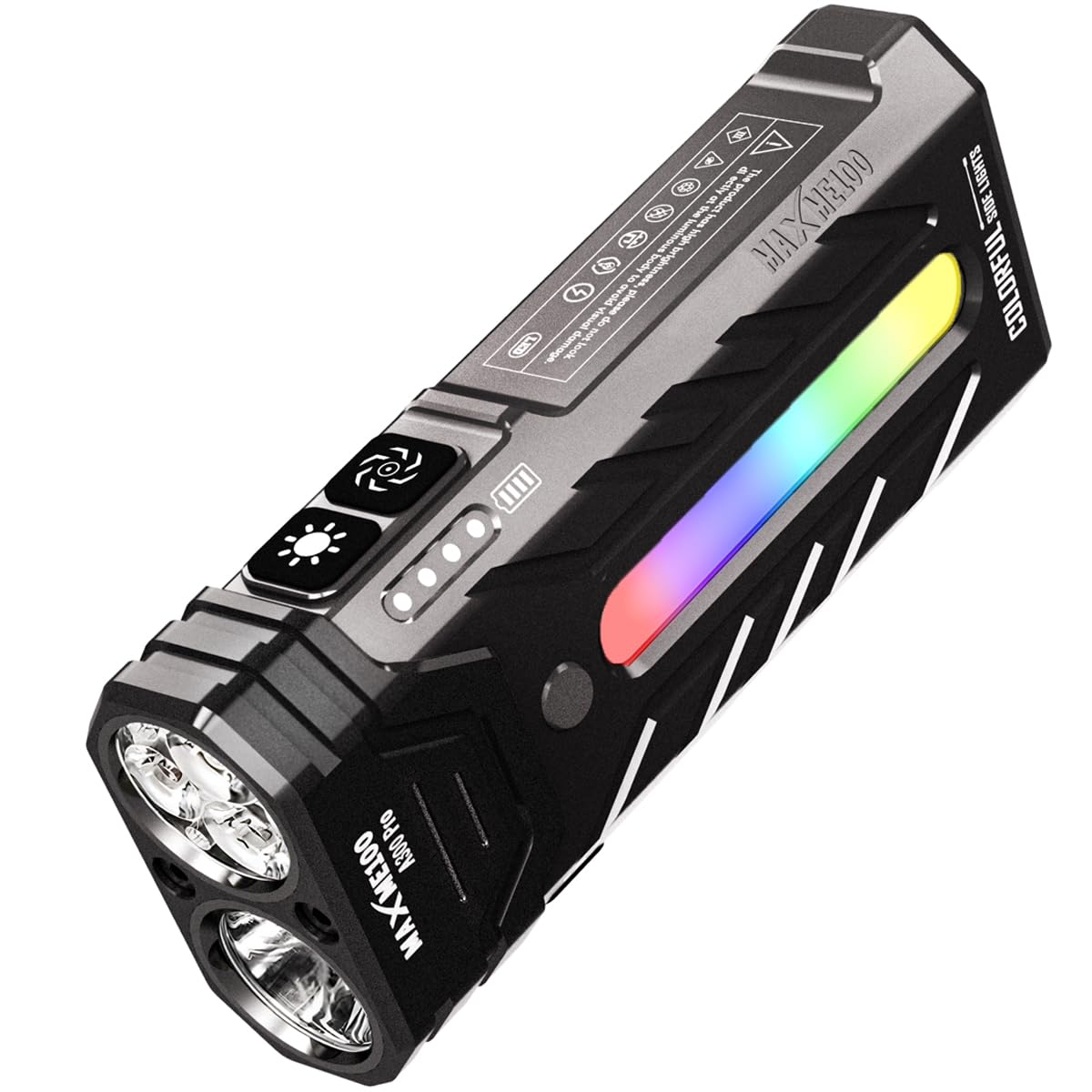 MAXME100 A300 Pro 5200 High Lumens Flat LED Flashlight 6700K, 8000mAh, Sidelight Floodlight and Spotlight, Rechargeable, Magnetic Tail