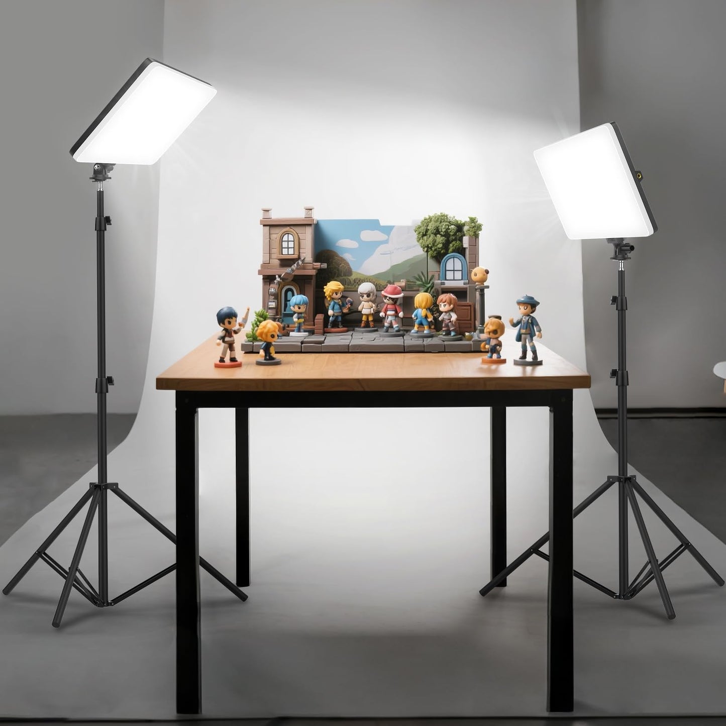 Kmasic 2 Pack Led Video Light Kit, 4000mAh Rechargeable Lithium Battery, Light Panel 2500k-8500k 2200Lux 79 inches Light Stand for Studio Photography Light Video Recording Game Live Streaming