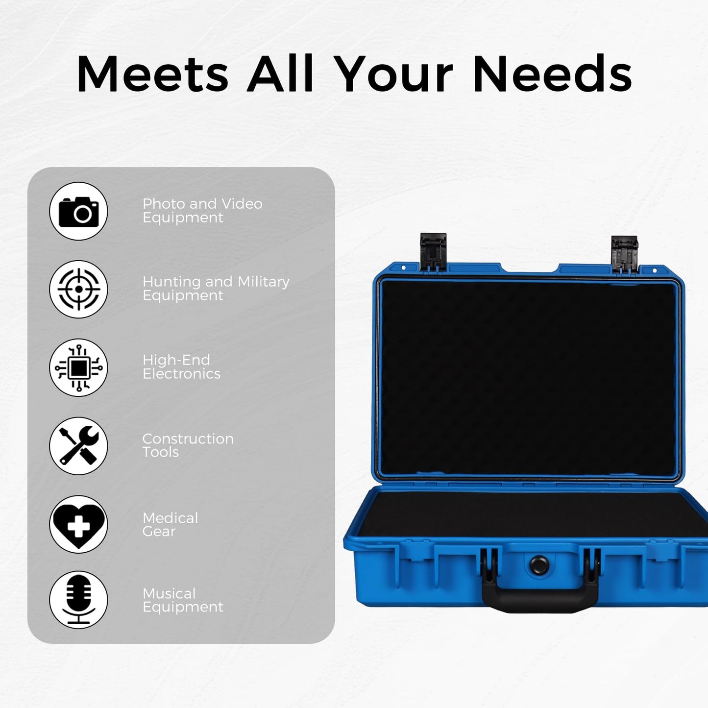EPDEDICATED IP67 Waterproof Shockproof Hard Case, Orange Rugged Hard Shell with Custom Foam Insert, Lockable Heavy-Duty Equipment Case for Camera Drone Tools Camping Gear, 18.0×13.39×5.12 In (Blue)