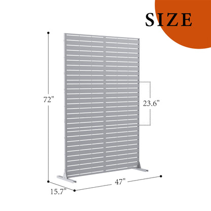 GarveeLife Metal Privacy Screen 72" h x 47" w, Outdoor Privacy Screens and Panels, Freestanding Decorative Fence for Patio Lawn Garden Deck Balcony, 3-Panel with Stand