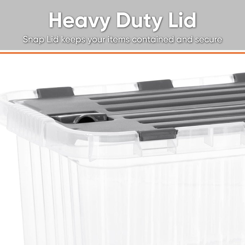 Superio Clear Storage Boxes with Hinged Lids, 10.5 Quart, Plastic Container Bins for Organizing, Stackable Crates, BPA Free, Organizers