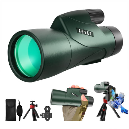 Gosky 10x42 HD Waterproof Binoculars for Adults (1 Pack) and Gosky 12x50 Monoculars (1 Pack) with Universal Phone Adapter - High Power Telescopes for Bird Watching Safari Wildlife Scenery