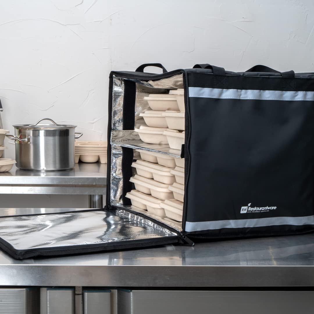 Restaurantware-Delivery Tek 17.7 Inch Food Delivery Bag, 1 Insulated Food Backpack - With Removable Insert, Waterproof, Black Plastic Courier Bag, For Catering, Restaurants, Or Camping