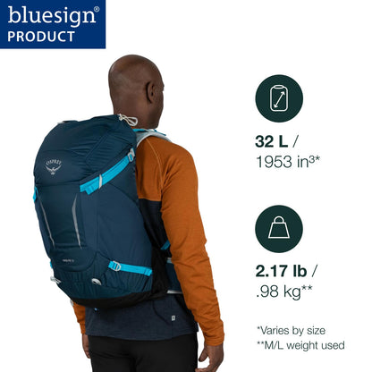 Osprey Hikelite 32L Lightweight Hiking Backpack - Durable Travel Daypack with Rain Cover for Men and Women, Black, M/L