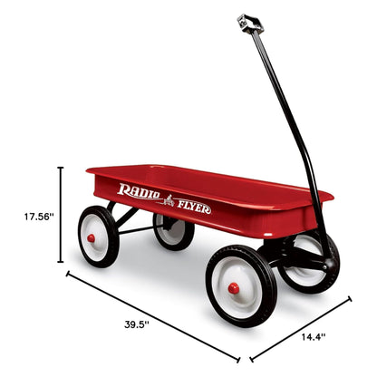 Radio Flyer Classic Red Wagon, For Kids 1.5+, All-Steel Body with No-Scratch Edges, 10" Rubber Tires, Extra-Long Handle Folds Under, Controlled Turning Radius, 200 lb Capacity, Wagon for Kids or Cargo