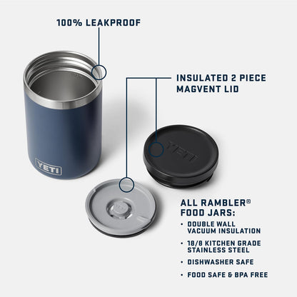 YETI Rambler 26 oz White Chug Cap Bottle and 16 oz White Food Jar, Leakproof, Vacuum Insulated with YETI Ranchero 27L Backpack, All-Day Utility Pack, Black