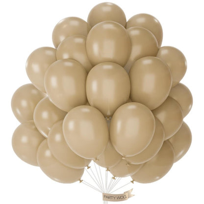 PartyWoo Cream Balloons 50 pcs 12 Inch Beige Ivory Nude Neutral Boho Fall Latex Helium Balloons for Wedding Graduation Birthday Boy Baby Shower Cowgirl Jungle Theme Party Decorations Brown-F56