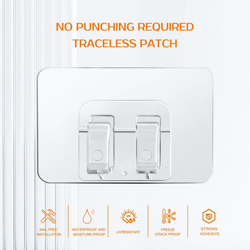 Gripalix Outdoor String Lights Hooks 90Pcs Christmas Light Clips for Outside Clear Cable Clips Heavy Duty Adhesive Wall Hooks for Roof Gutters Transparent Lamps Hanger Waterproof Wire Holder