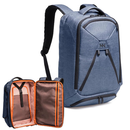 Knack Series 1 Laptop Backpack Fits up to 15 Inch - Knack Bags Carry-On Backpack, TSA Approved, Expandable Travel Backpacks With 3 Day Outfit Capacity (Indigo Blue, Medium)