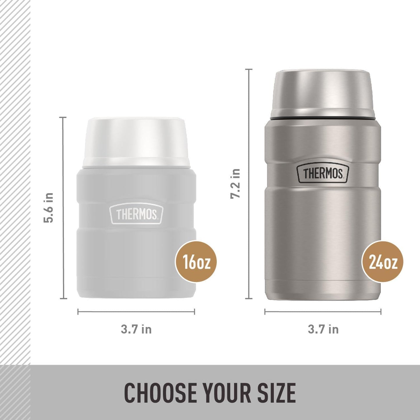 THERMOS Stainless King Vacuum-Insulated Food Jar - 24 Ounce, Matte Steel Finish for Ultimate Temperature Retention