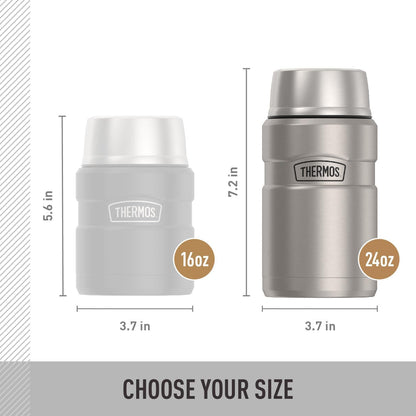 THERMOS Stainless King Vacuum-Insulated Food Jar - 24 Ounce, Matte Steel Finish for Ultimate Temperature Retention