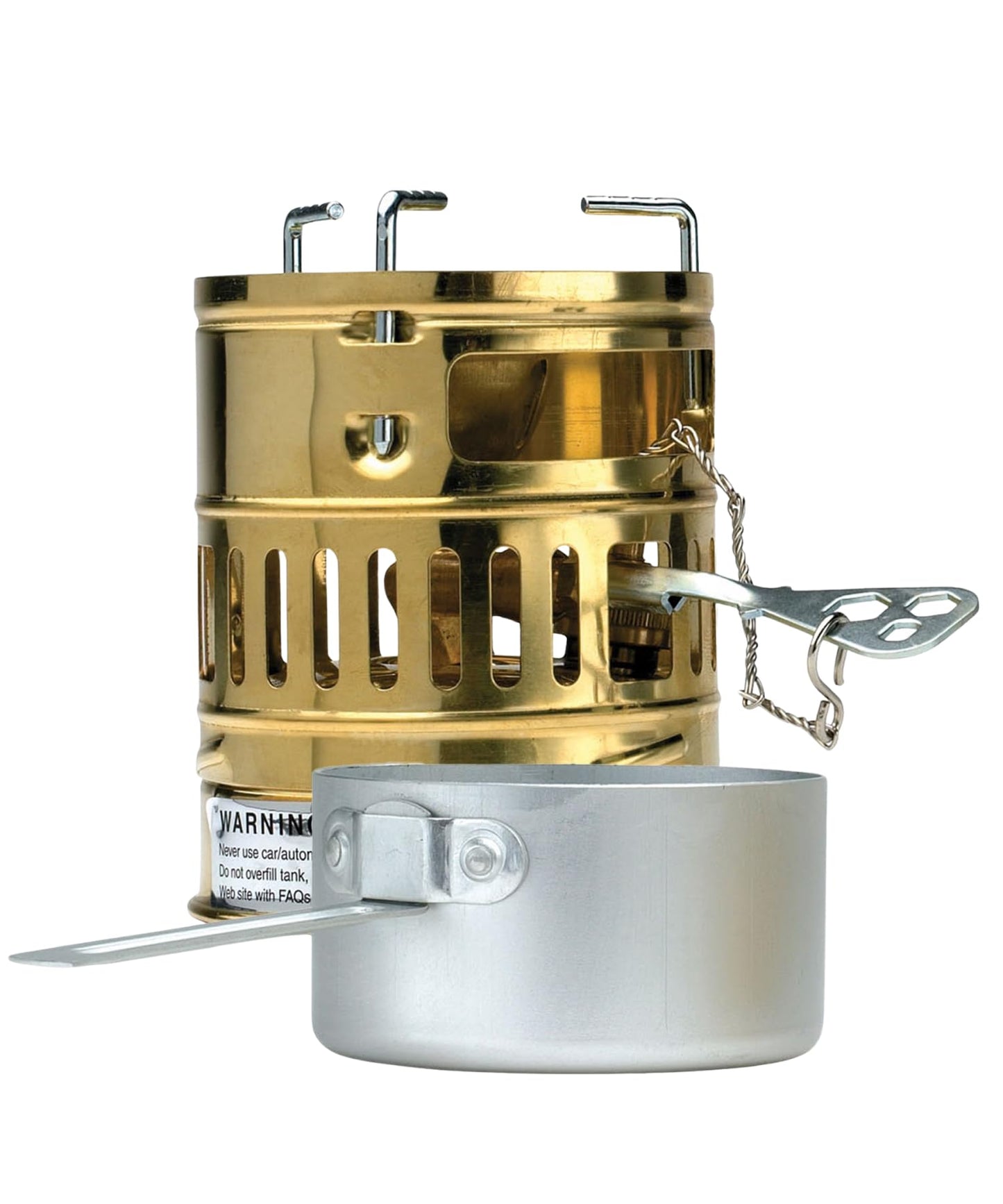 Optimus Svea Brass Backpacking Camp Stove, Single Burner White Gas Camping Stove for Mountaineering and Alpine Climbing, Self-Pressurizing Liquid Fuel Cooker