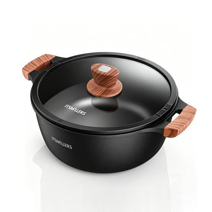 ITSMILLERS Nonstick Stock Pot, 6.5 Qt Soup Stock Pot with Strainer Lid, Induction Cooking Pot with Visible Lid for Pasta,Spaghetti, Ceramic Casserole Makes for Effortless Cleanup