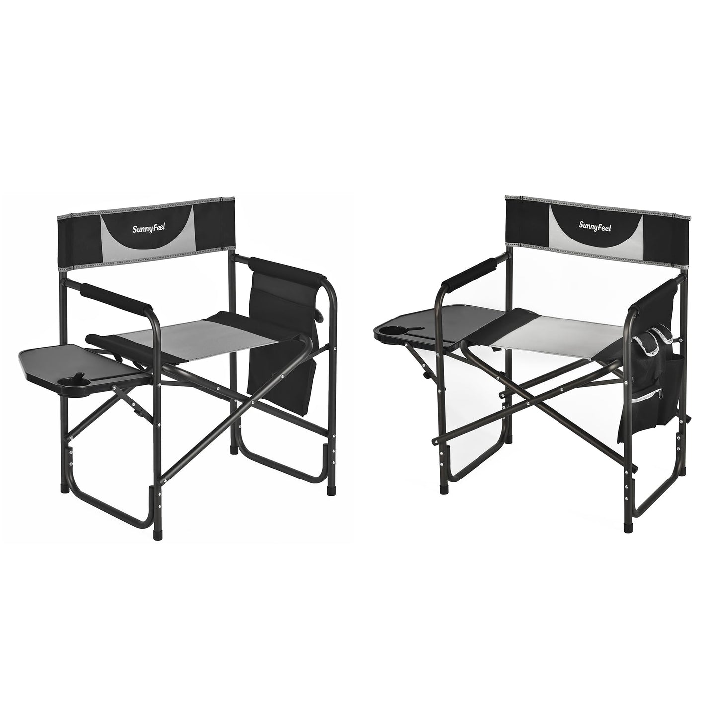 SUNNYFEEL Oversized Camping Directors Chair 2 Pack, Portable Folding Lawn Chairs for Adults Heavy Duty with Side Table,Pocket for Beach, Fishing,Picnic,Concert Outdoor, Foldable Camp Chairs