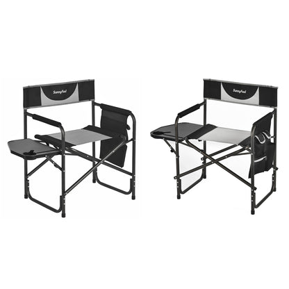 SUNNYFEEL Oversized Camping Directors Chair 2 Pack, Portable Folding Lawn Chairs for Adults Heavy Duty with Side Table,Pocket for Beach, Fishing,Picnic,Concert Outdoor, Foldable Camp Chairs