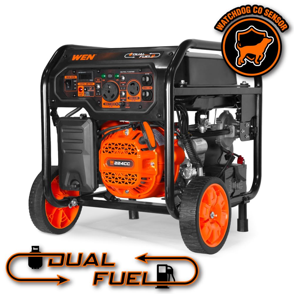 WEN 5,600-Watt Dual Fuel Portable Generator with Wheel Kit, Electric Start, and CO Watchdog (DF5600X)