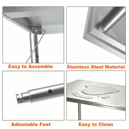 Weejian Stainless Steel Prep Table 36 x 24 x 33.5 Inch, Heavy Duty Commercial Work Table with Adjustable Undershelf, Kitchen Prep Table for Restaurant Bakery Home Workshop Garage