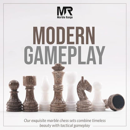 Marble Chess Set for Adults 15 Handmade Oceanic &amp White Board Game with 32 Chess Pieces 2 Extra Queens &amp Storage Box Luxury Travel Game – Elegant Home Décor