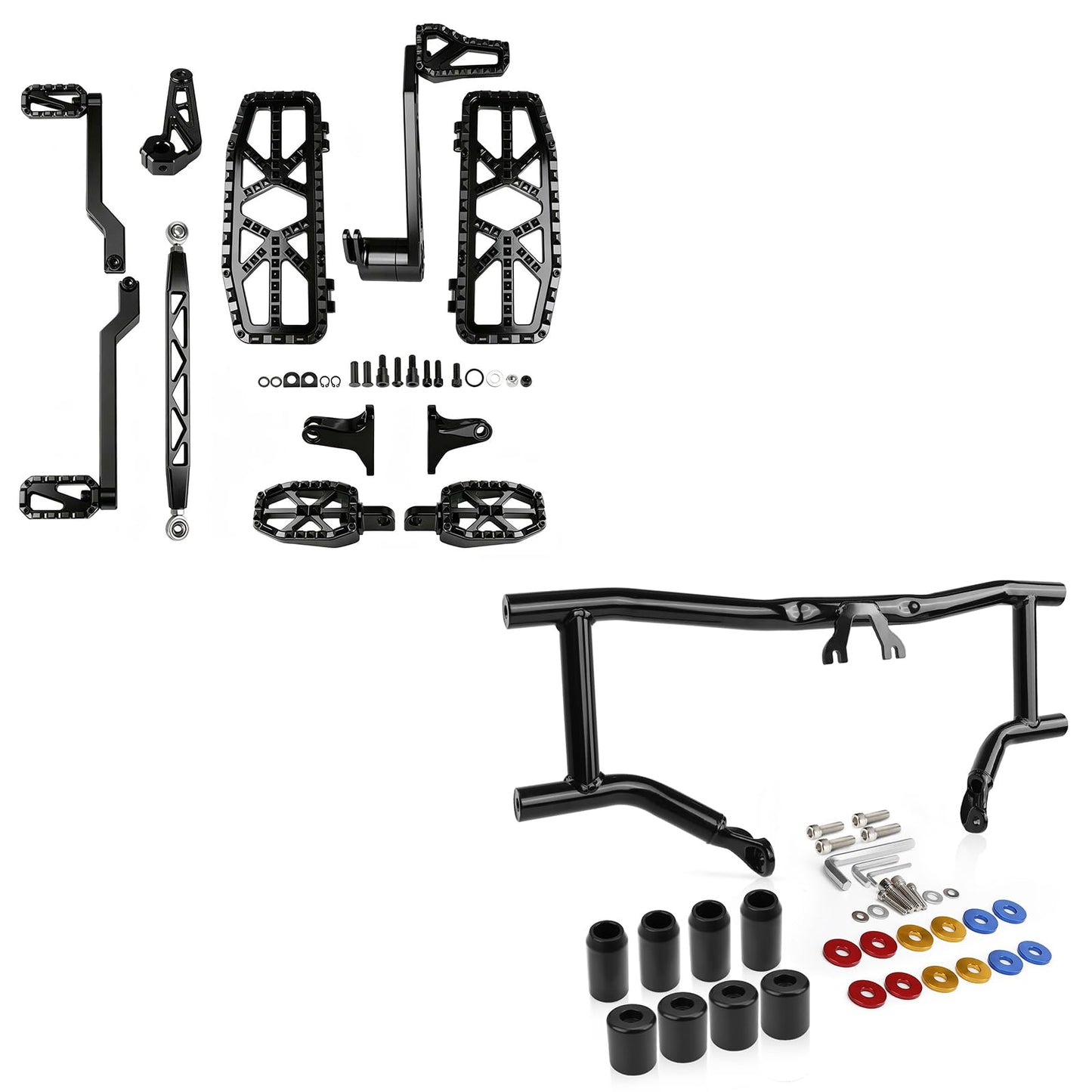 kekykm Touring Floorboards MX Foot Boards Kit Crash Bar fits Harley 2014-2024 Street Glide Road Glide Road King Electra Models