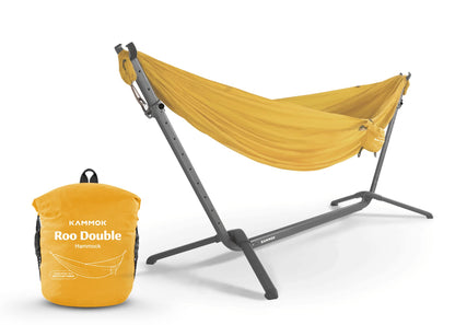 KAMMOK: Swiftlet Portable Stand & Roo Double Sunflower Gold Hammock Set