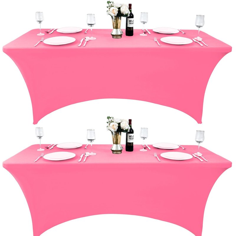 ZarzaaSik 6-Pack 4ft Spandex Table Covers for Rectangular Folding Tables - Wrinkle Resistant Stretch Tight Table Cloths - Ultimate Fitted Table Protector for Parties, Trade Shows, and Wedding