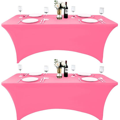 ZarzaaSik 6-Pack 4ft Spandex Table Covers for Rectangular Folding Tables - Wrinkle Resistant Stretch Tight Table Cloths - Ultimate Fitted Table Protector for Parties, Trade Shows, and Wedding