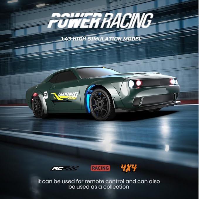 1:43 Scale Mini RC Drift Car 2.4GHz 4WD Desktop RC Drift Car 15KM/h Handheld Racing Mini Vehicle with LED Lights Speed Switching Racing Sport Toy for Adults Teens (Blue)