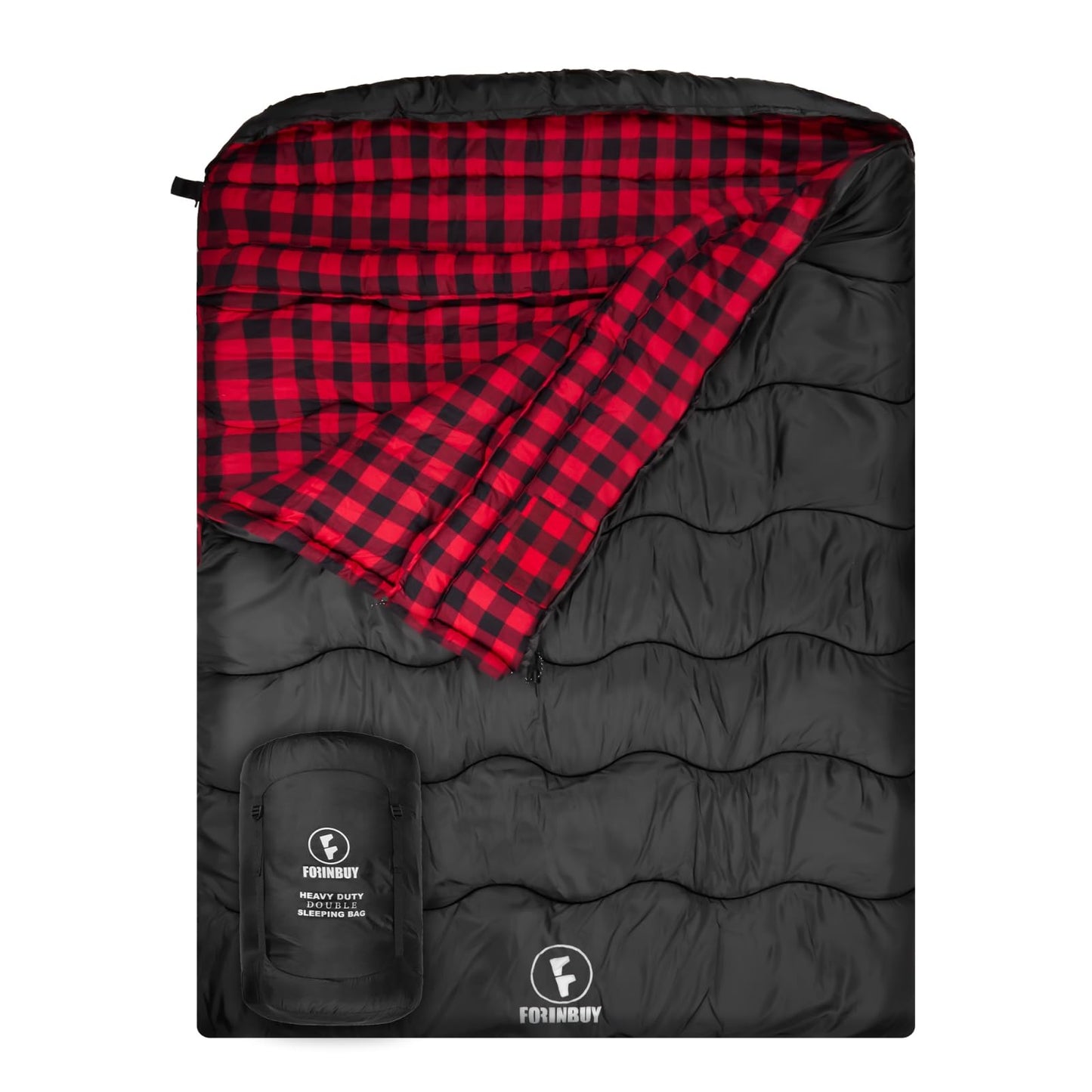 FORINBUY 0 Degree Flannel Double Sleeping Bag for Adults, Couples or Family - Winter Queen Size Waterproof & Warm 2-Person Sleeping Bag for Cold Weather Camping, RV Travel