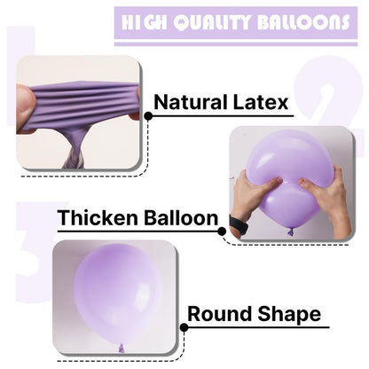 PartyWoo Lavender Balloons 120pcs Different Sizes Pack of 18 12 10 5 Inch Light Pastel Purple Lilac Balloon Arch Kit for Baby Shower Bachelorette Fairy Birthday Princess Party Decorations Purple-Q10