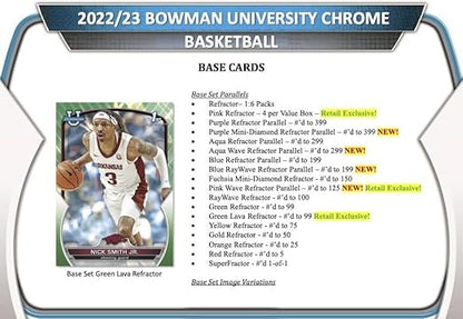 2022 2023 Topps Bowman University Chrome Basketball Series Unopened Factory Sealed Blaster Box with Possible Victor Wembanyama Autographs