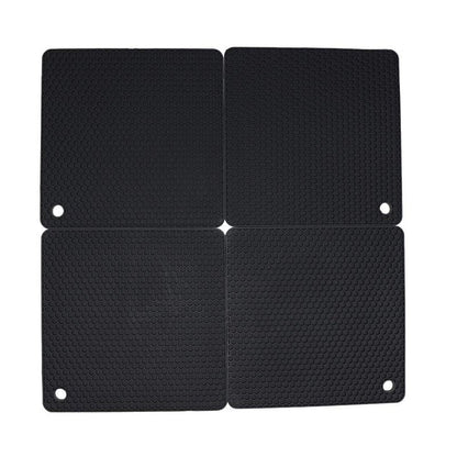 Smithcraft Silicone Trivets for Hot Dishes, Pots and Pans, Hot Pads for Kitchen, Black Silicone Pot Holders Mats for Kitchen Counter, Non Slip Heat Resistant Mat, Flexible Trivet Mat Set 4