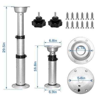 HWHongRV 3 Levels Adjustable RV Boat Table Pedestal, Detachable Aluminum Alloy RV Table Legs Stand Base Telescoping Mount Frame 17-29 Inch Height Range for RV Marine Boat Marine Yacht