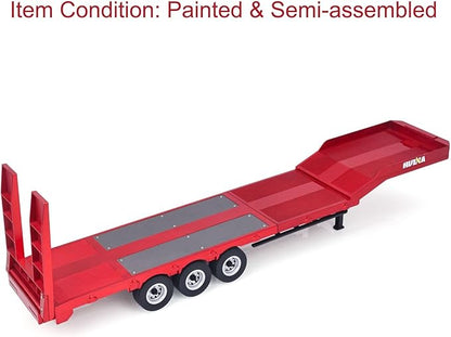 US in Stock Plastic Semi Trailer Flatbed 1502 for 1/18 Remote Control Tractor Truck Huina 1501 Electronic Support Legs Tail Board Hobby Grade Model for Birthday Gift(Red)