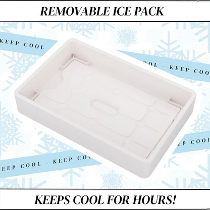 Charcoolerie Chilled Snackle Box, Divided Serving Tray, with Ice Pack and Bonus Insulated Carry Bag, with Leak-Resistant 4-Latch Lid, 16 Compartments, Keeps Snacks Cold for Hours, Gift-Ready Packaging