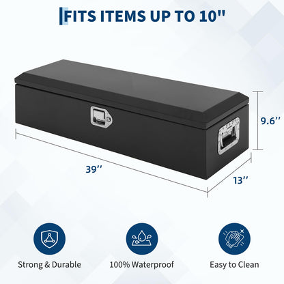 39'' Heavy Duty Steel Truck Bed Tool Box | Extra Large Tool Chest with Double Locking System & Gas Lift Struts | All-Weather, Anti-Theft Storage for Full-Size Pickup Trucks, Trailers & RVs