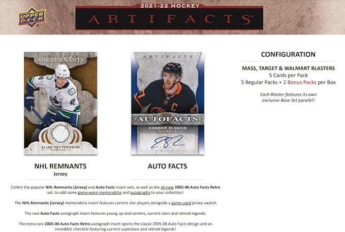 Upper Deck 2021-22 Hockey Artifacts Trading Cards