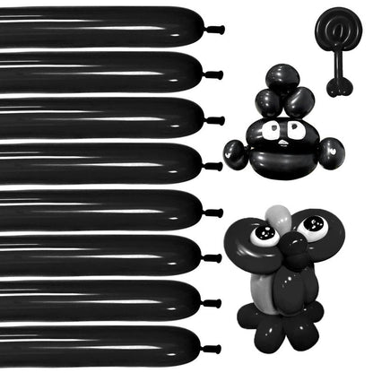 Black 260 balloons, Thickening Latex Black 260q Balloons for Animal Model, 100pcs Long Twisting Balloons for Halloween Xmas Presents, Animal Shape Weddings, Birthdays Clowns.