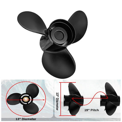 MARKGOO Propeller 14x13 Pitch RH 15 Spline Tooth with Flo-Torq II Hub Kit for Mercury Black Max Outboard 40 50 60 70 75 80 90 100 115 125 140 HP Boat Motor Engine Parts Aluminum Prop 48-77340A45