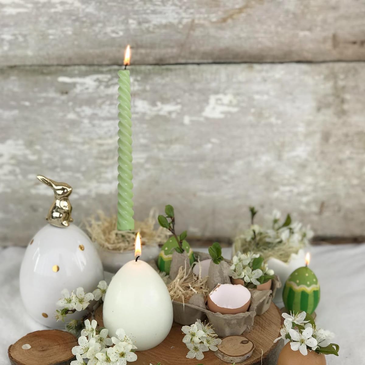 6 Pack 10 Inch Sage-Green Spiral Taper Candles for Christmas and Spring Home Decoration, Unscented Dripless Twisted Candlesticks for Dinner St. Patrick's Day Earth Day and Garden Parties