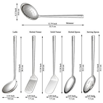 Evanda Kitchen Utensils Set 6pcs, Stainless Steel Cooking Utensils Set, Heavy Duty Kitchen Tools Spatulas Set, Home Essentials Kitchen Gadgets Accessories