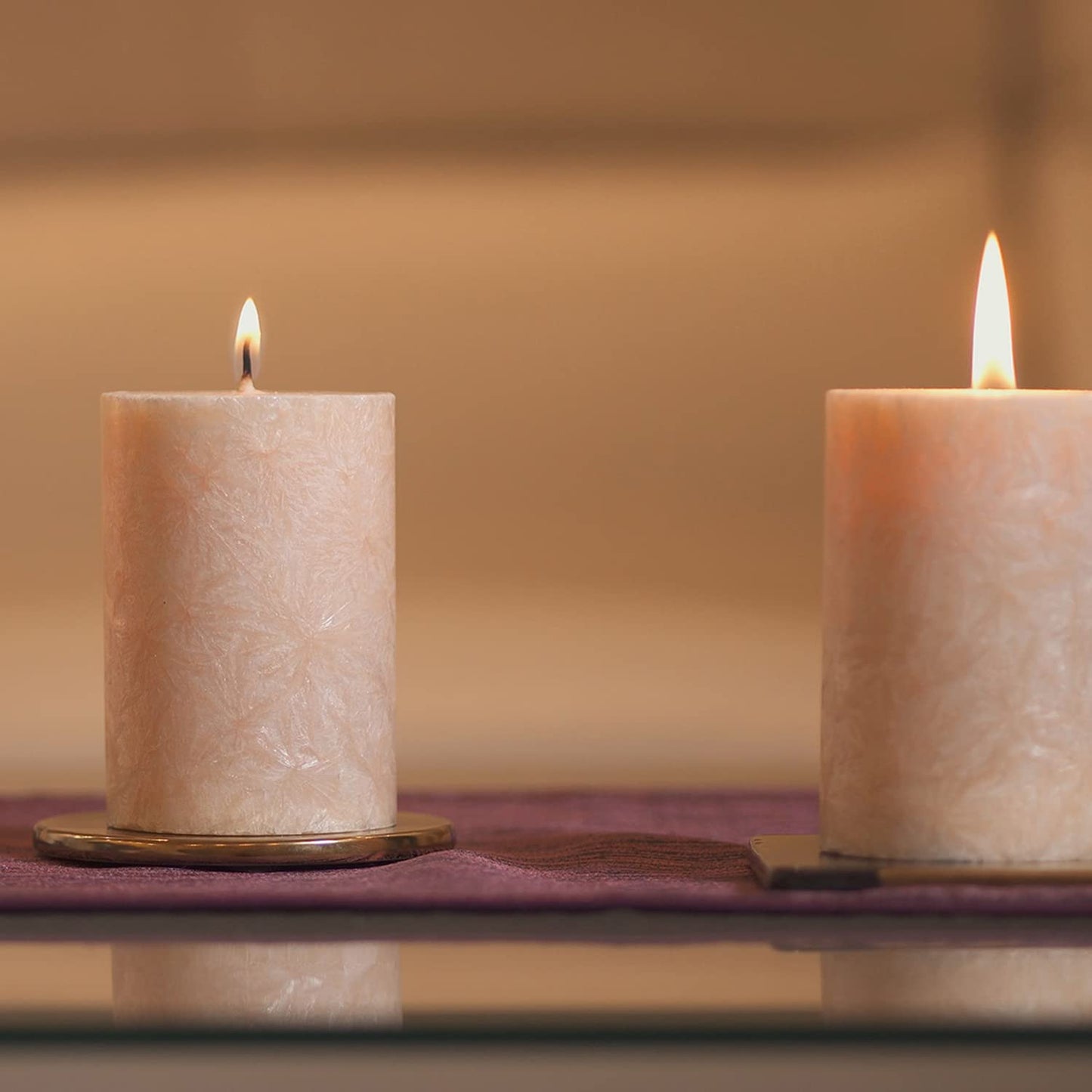 Tall Unscented Pillar Natural Candles, Clean Burning, Dripless, Smokeless Set of 2 (2.75” x 6” Marble White)