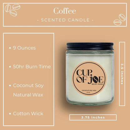 Becky Home 9 oz Coffee Scented Candle, Fresh Espresso Candle, Macchiato Coffee Candles, Large Jar Candles for Women, Gift for Men and Women, Clear Glass
